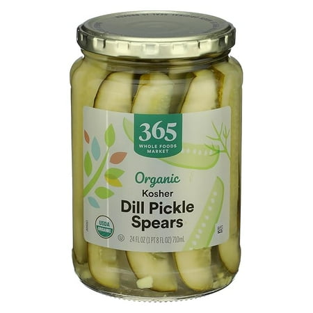 Pack of 1 365 by Whole Foods Market, Organic Kosher Dill Pickle Spears, 24 Fl Oz