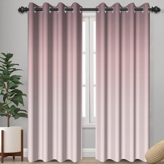 Solid Light Mauve Gradient Curtains Window Drapes for Bedroom, Thermal Insulated Ombre Room Darkening Curtains for Modern House, Washable Grommet Drapes for Living Room 42"W x 45"L (Pack of 2)