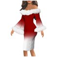 thumbnail image 4 of Qiopertar Robe Asymétrique à Manches Longues Patchwork de Noël pour Femmes en Solde à Moins de 5$, 4 of 8
