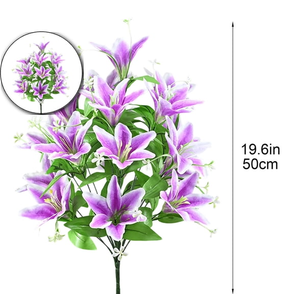 Artificial Lily Bouquets, Silk Faux Easter Lilies with 18 Heads, Realistic Spring Flowers for Wedding Centerpieces, Home Vase Decor, Party & Event Arrangements