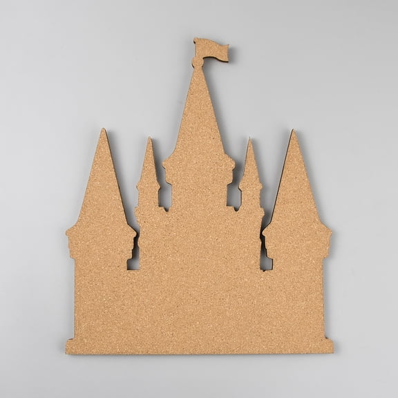 1Pc Castle Pin Board Cork Board, 14.2x11.8x0.47inch Brooch Jewelry Display Cork Tray, Wall Mounted Brooch Organizer Display Boards with Iron Hooks for Pins Collection, Office Home and School Decor