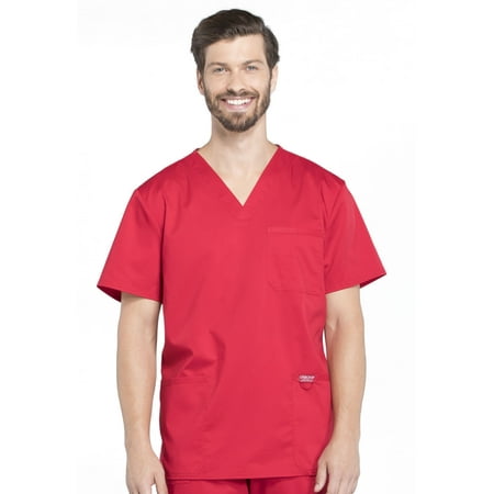 

Cherokee Workwear Revolution Scrubs Top for Men V-Neck Plus Size WW670 5XL Red