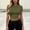 Army Green, variant on Womens Crop Tops Round Neck Short Sleeve Slim Fit Lightweight Summer Fashion Casual Blouses Black Size XL