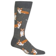 Hot Sox Mens Corgi Crew Socks, Mens Shoe Size 6-12.5, Charcoal