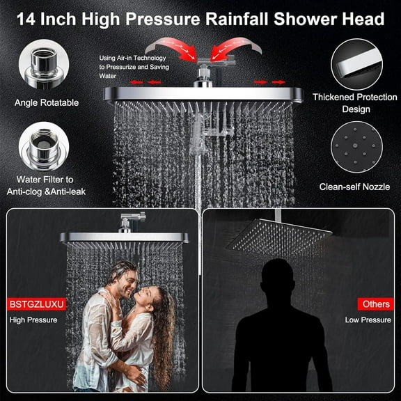 US - 14 INCH Rainfall Shower Head with Filters
