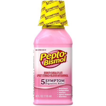 Pepto Bismol Liquid for Nausea, Heartburn, Indigestion, Upset Stomach, and Diarrhea Relief, Original Flavor, 4 oz