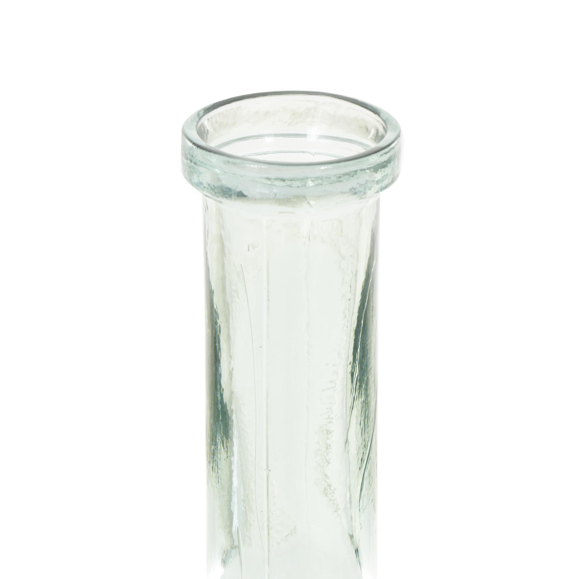 DecMode 29" Handmade Tall Spanish Bottle Neck Ombre Teal Recycled Glass Vase