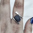 thumbnail image 3 of Blue Sapphire Ring, Rough Blue Sapphire Ring, September Birthstone, CROSS Band Ring, 925 Sterling Silver, Womens Ring, Christmas, Thanksgiving, Handmade, Statement Jewelry, Rough Gemstone Jewelry, 3 of 5