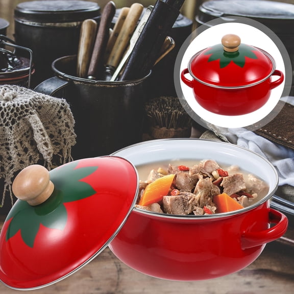 WRITWAA Red Enamel Cast Iron with Lid, Dual Handles, Ideal for Oven, Stovetop, and Kitchen Cooking