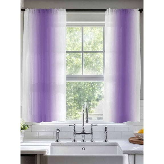 Purple Ombre Sheer Curtains for Living Room Bedroom Farmhouse Modern Art Sheer Curtains 63 Inch Long 2 Panels Set Light Filtering Curtain Window Treatments Drapes for Dining Room