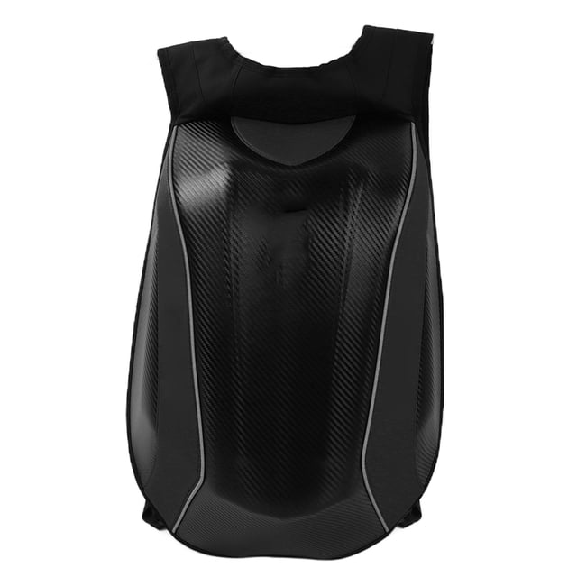 Mochila impermeable Bolsa de almacenamiento de gran capacidad Cáscara dura de PU con tira reflectante para montar Acampar Senderismo Estilo de fibra de carbono negro