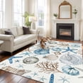 thumbnail image 2 of 6'x9' Area Rugs, Blue Beige Coastal Indoor Outdoor Area Rug for Living Room Bedroom, Summer Beach Starfish Shell Nautical Washable Bathroom Rugs Kitchen Floor Carpet Mats Home Decor Aesthetic, 2 of 8