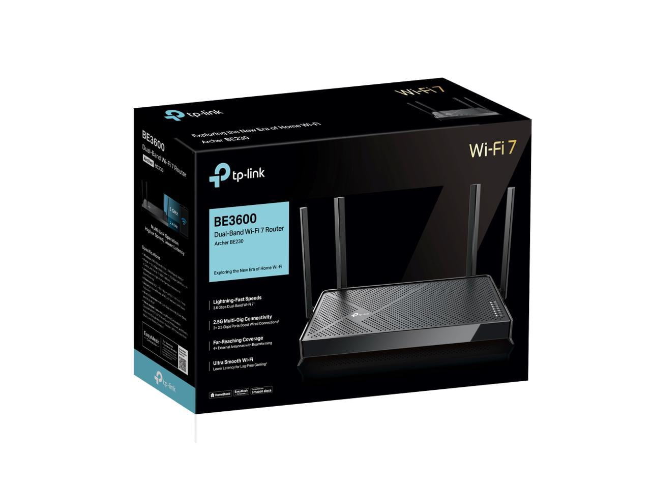 TP-Link Dual-Band BE3600 Wi-Fi 7 Router Archer BE230 | 4-Stream 3.6 Gbps | 2×2.5G + 3×1G Ports, USB 3.0, 2.0 GHz Quad Core, 4 Antennas (Archer BE230)