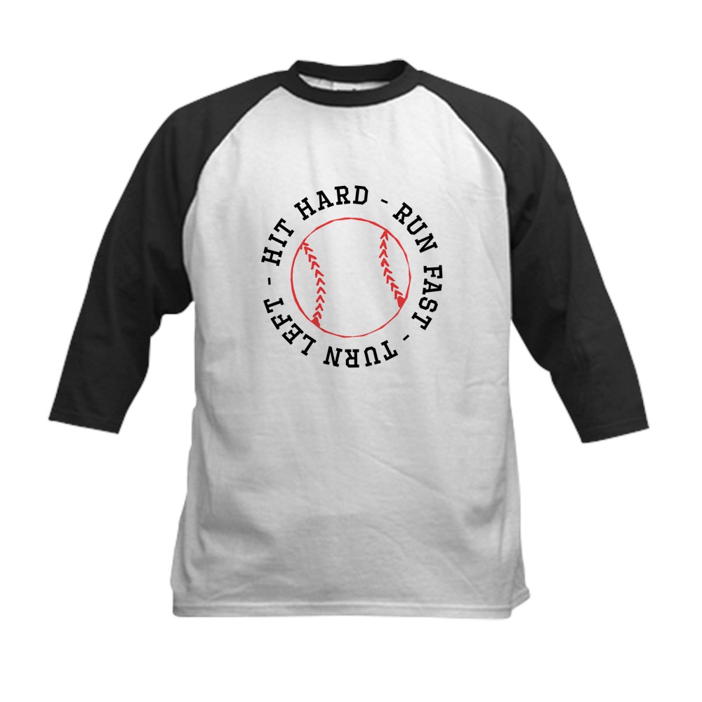 CafePress - Hit Hard Run Fast Turn Left Baseball Jersey - Kids Cotton ...
