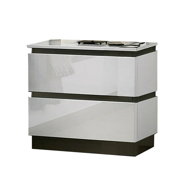 Benjara Nav 22 Inch Modern Nightstand with 2 Drawers, Concealed Handles, White
