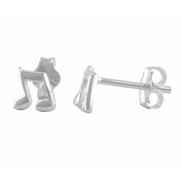 Aretes de Nota Musical Delicados para Adolescentes en Plata Esterlina (0.23in)