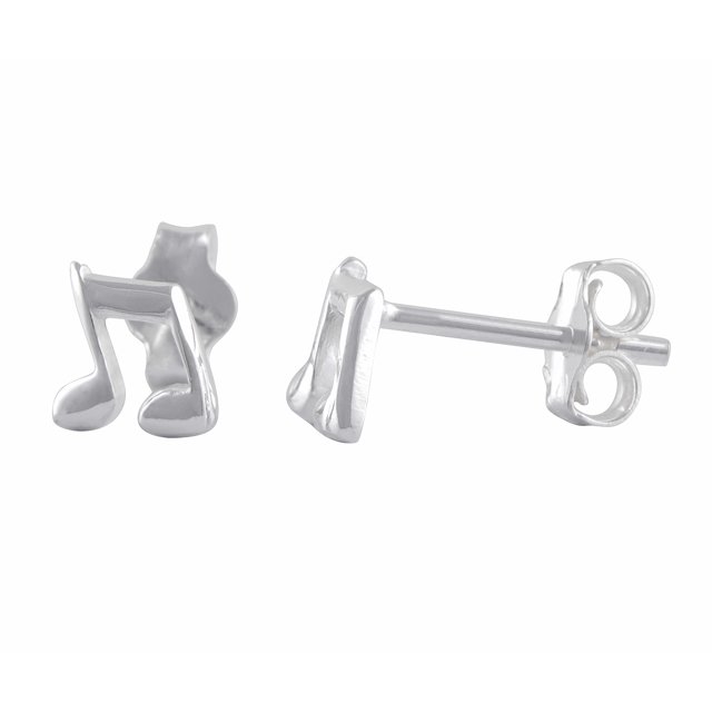 Aretes de Nota Musical Delicados para Adolescentes en Plata Esterlina (0.23in)