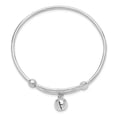 thumbnail image 2 of 925 Sterling Silver Adjustable Rhodium Plated Polished Jingle Bell Bangle Bracelet 11.5mm Wide Cuff Bracelet for Women, 2 of 4