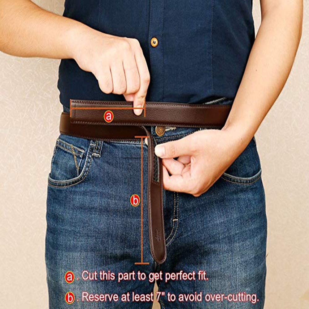 JASGOOD Men's Click Ratchet Leather Belt Black photo 4