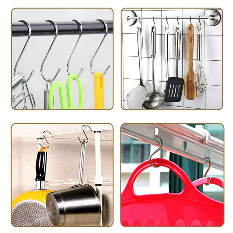 5pcs Stainless Steel S Shaped Hook, Kitchen Bathroom Clothing S-shaped  Hanger Hooks, Multifunctional Metal Hanging Hook