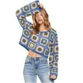 thumbnail image 4 of Royisotas Womens Sweaters Blue Pullover Loose Winter Crewneck Printed Sweater Tops for Juniors, 4 of 9