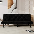 thumbnail image 5 of 65"W Futon Sofa Bed, Velvet Convertible Loveseat Sofa with 3-Level Adjustable Backrest, Comfy Tufted Sleeper Couch Bed,Upholstered Recliner Modern Couch for Living Room, Bedroom, Apartment(Black), 5 of 8