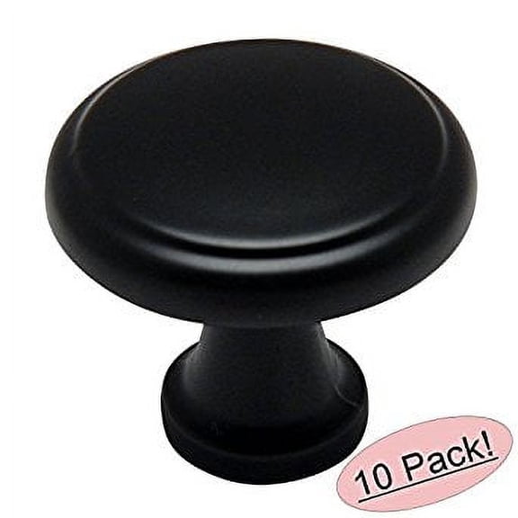 Cosmas 9985FB Flat Black Round Cabinet Hardware Knob - 1-1/8" Diameter - 10 Pack