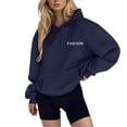 thumbnail image 2 of uvwlwu Womens Minimal Letter Graphic Oversized Hoodie Drop Shoulder Kangaroo Pocket Soft Cozy Fall Street Casual Pullover Sweatshirt,M, 2 of 5