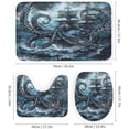 thumbnail image 3 of 4Pcs Octopus Ship Shower Curtain Set with Toilet Lid Cover Non-Slip Rugs for Bathroom, Horror Ocean Animal Shower Curtain Bathroom Sets with Hooks, 72x72 Inch, 3 of 6