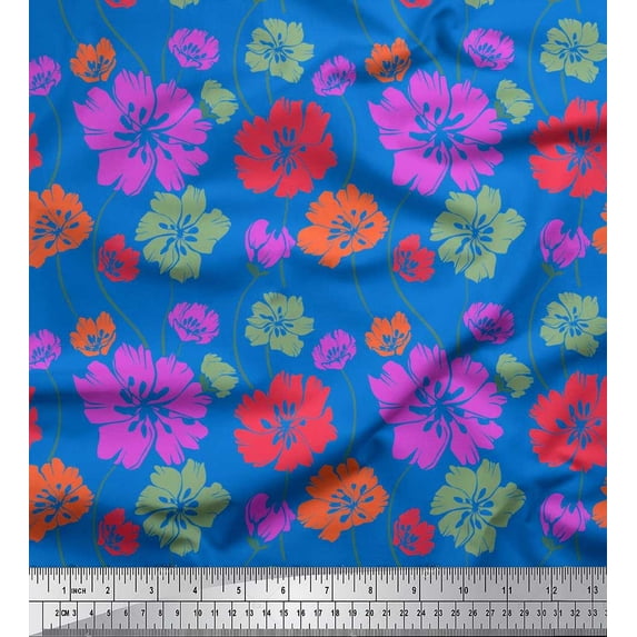 Soimoi Rayon Fabric Artistic Floral Print Sewing Fabric Yard 56 Inch Wide