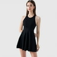 thumbnail image 4 of Women's Sleeveless Woven Tennis Dress with Fitted Bodice and Flared Skirt Hem - Large, Black, 4 of 7