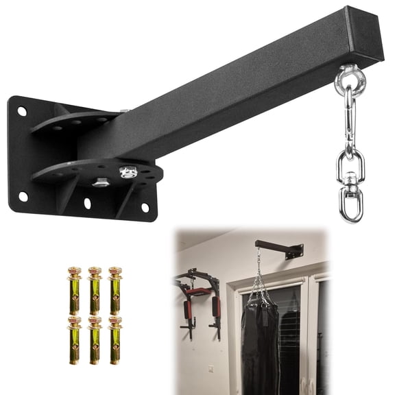 VANROUG Swivel Wall Mount Punching Bag Hook with 6 Expansion Bolts, 7 Adjustable Positions, Black