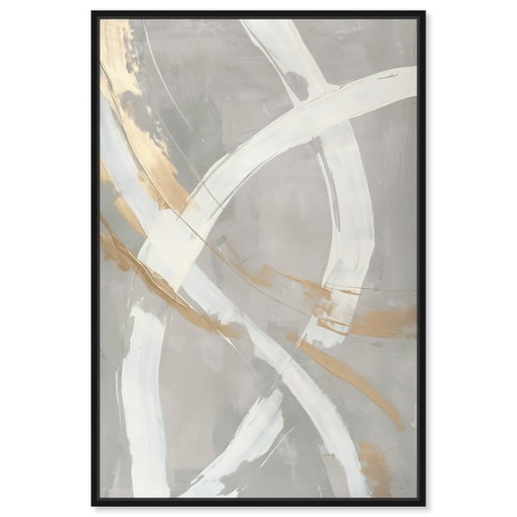 Silvered Spirals Canvas Elegant Gold Abstract by Art Remedy, Black Frame, 10" x 15"