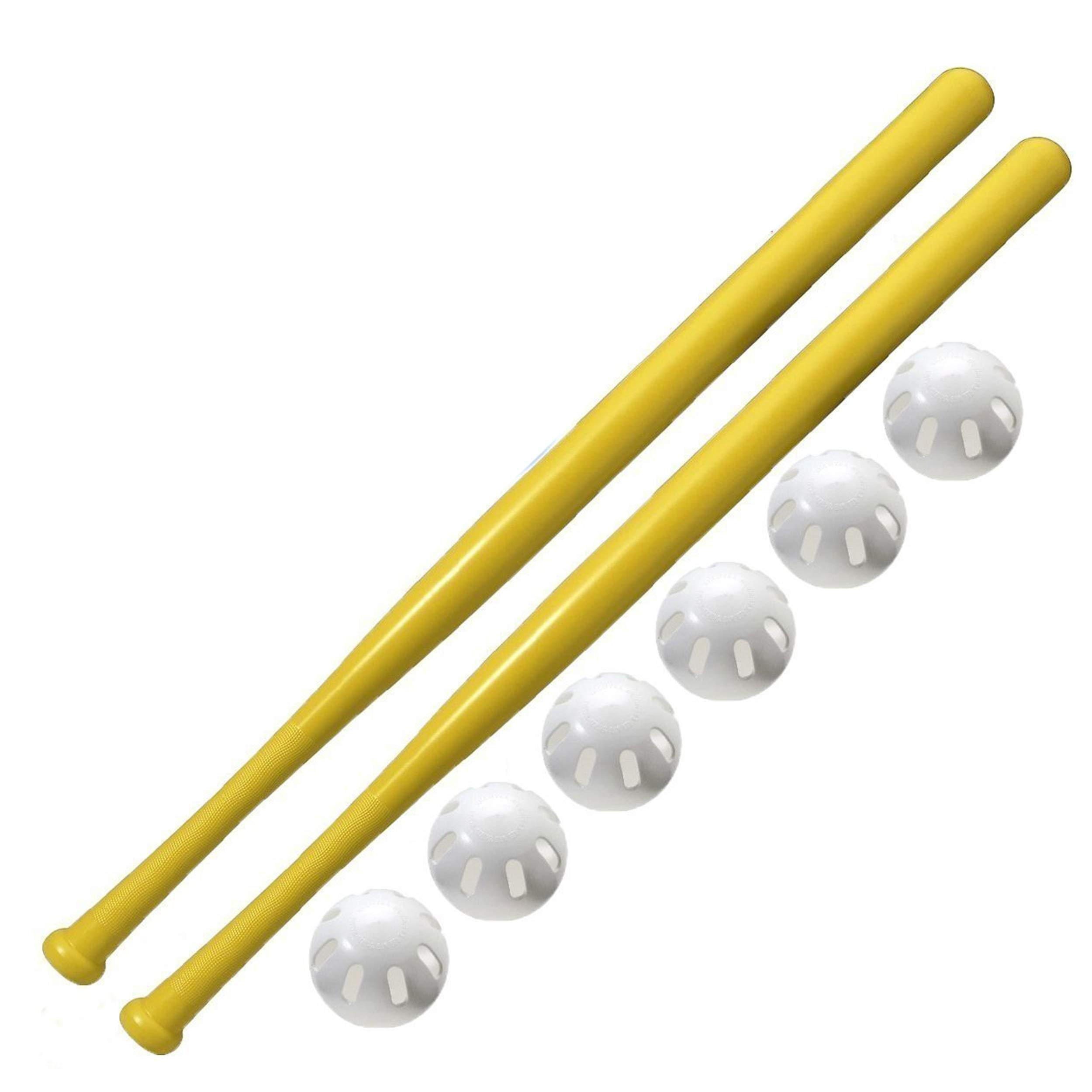 Wiffle Ball 6 Baseballs Official Size and 2 Pack Wiffle 32" Bats = 8