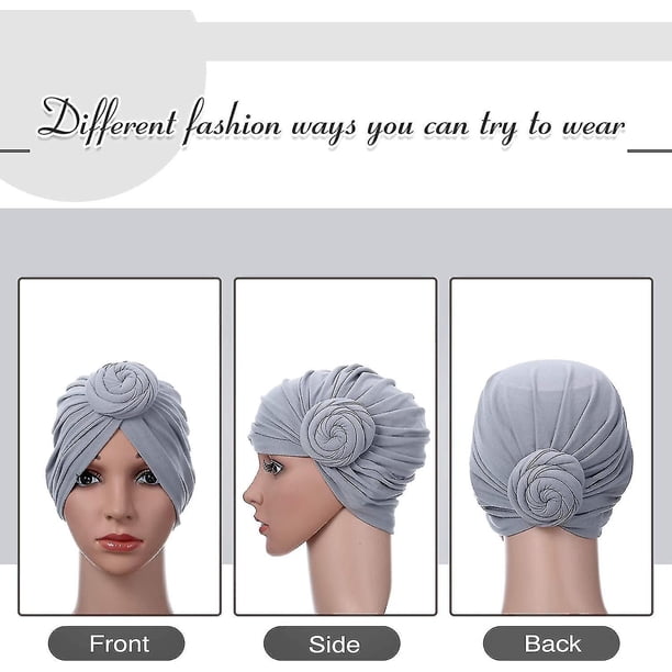 6 piezas de turbante africano para mujer, gorro preatado con nudo de flor, gorro para la cabeza