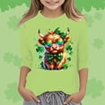 thumbnail image 2 of LUOGENLI T-Shirt pour Filles T-Shirt Graphique pour Filles Fête de la Saint-Patrick à la Mode Polyvalent Col Rond Manches 3/4 T-Shirt Décontracté Haut Maxi Hauts Ensemble Vacances Vert Pâle 7-8 Ans, 2 of 4