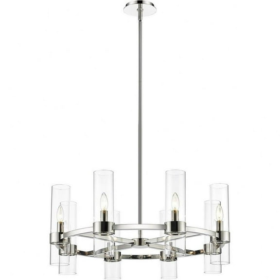 8 Light Chandelier in Restoration Style-13 inches Tall and 32 inches Wide-Polished Nickel Finish Bailey Street Home 372-Bel-4652267