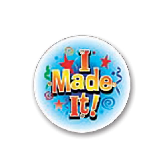 Beistle Pack of 6 Blue and Red "I Made It!" Flashing Birthday Party Celebration Buttons 2.5"