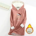 thumbnail image 2 of Christmas Pajamas Womens Sherpa Lined Hoodies Xmas Graphic Pjs Merry Christmas Fashion Letter Print Hooded Sweatshirts Soft Cozy Loungewear Top, 2 of 6