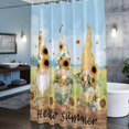 thumbnail image 4 of Gnome Sunflower Shower Curtain, Daisy Hello Summer Brown Wood Grain Farm Waterproof Shower Curtain Set with 12 Hooks Lightweight Bath Curtains Fabric Bathroom Decor 72x84 Inches, 4 of 6
