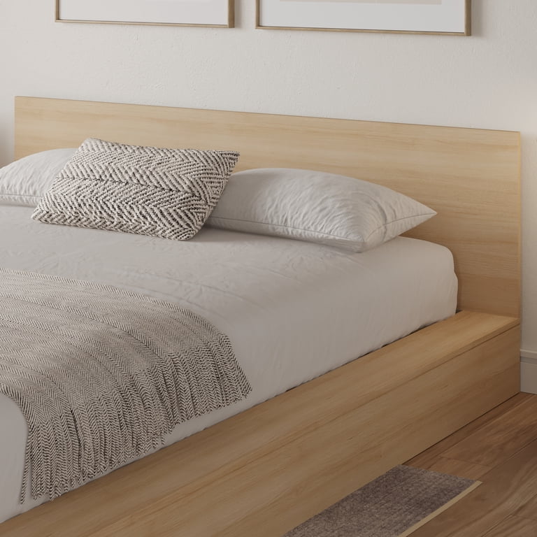 Nexera Kanso Queen Low Profile Wood Platform Bed with Headboard