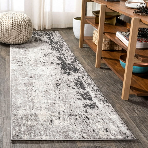 JONATHAN Y CONTEMPORARY POP 2 x 8 Runner Rug, Storm Abstract - Gray/Cream, CTP110A-28