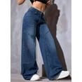 thumbnail image 4 of Women'S Low-Rise Straight Jeans Casual Loose Boyfriend Style Wide-Leg Jeans Blue S, 4 of 6