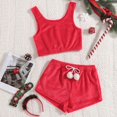 thumbnail image 4 of Conjunto de pijama Floral de Navidad para mujer, ropa de dormir Sexy de 2 piezas, camisola de satén de algodón, Top y pantalones cortos, conjunto de Pijamas para mujer, 4 of 4