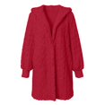 thumbnail image 6 of Women's Hooded Cardigan Jacket Long Loose Open Front Fleece Coat Fall Winter Cable Knit Causal Jacket, XL, 6 of 7