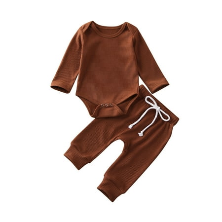 

Multitrust Baby Girls Solid Clothes Long Sleeve Romper Tops+Long Pants Outfits