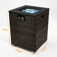 thumbnail image 3 of 22" Square Gas Fire Pit Table w/Glass Windshield- 50,000 BTU with Wicker-Style Base for Patio, 3 of 10