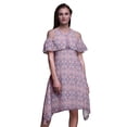 thumbnail image 1 of Bimba Robe Tunique à Épaules Dénudées pour Femme à Imprimé Damassé, Col Rond, Coupe Droite, Très Petit, 1 of 6