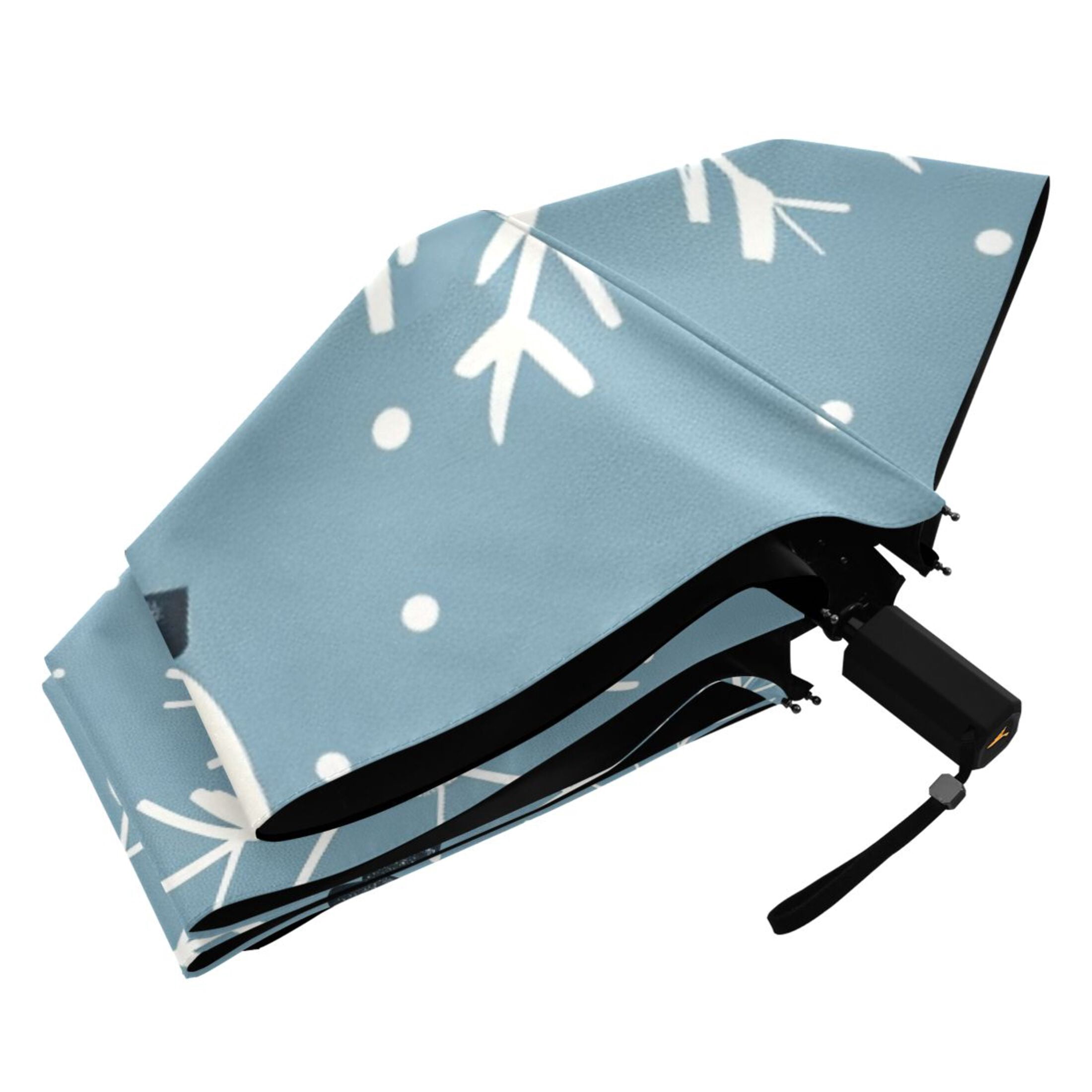 Snow Snowman Cartoon All Weather Umbrella Triple Folding Parasol 6 Ribs UV Protection Portable