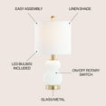 thumbnail image 4 of JONATHAN Y Daphne 20" Contemporary Transitional Metal/Glass Ribbed Gourd LED Table Lamp, White/Brass Gold, JYL1099A, 4 of 9